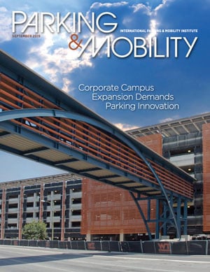 The Parking & Mobility magazine cover highlights the latest trends in parking and mobility.