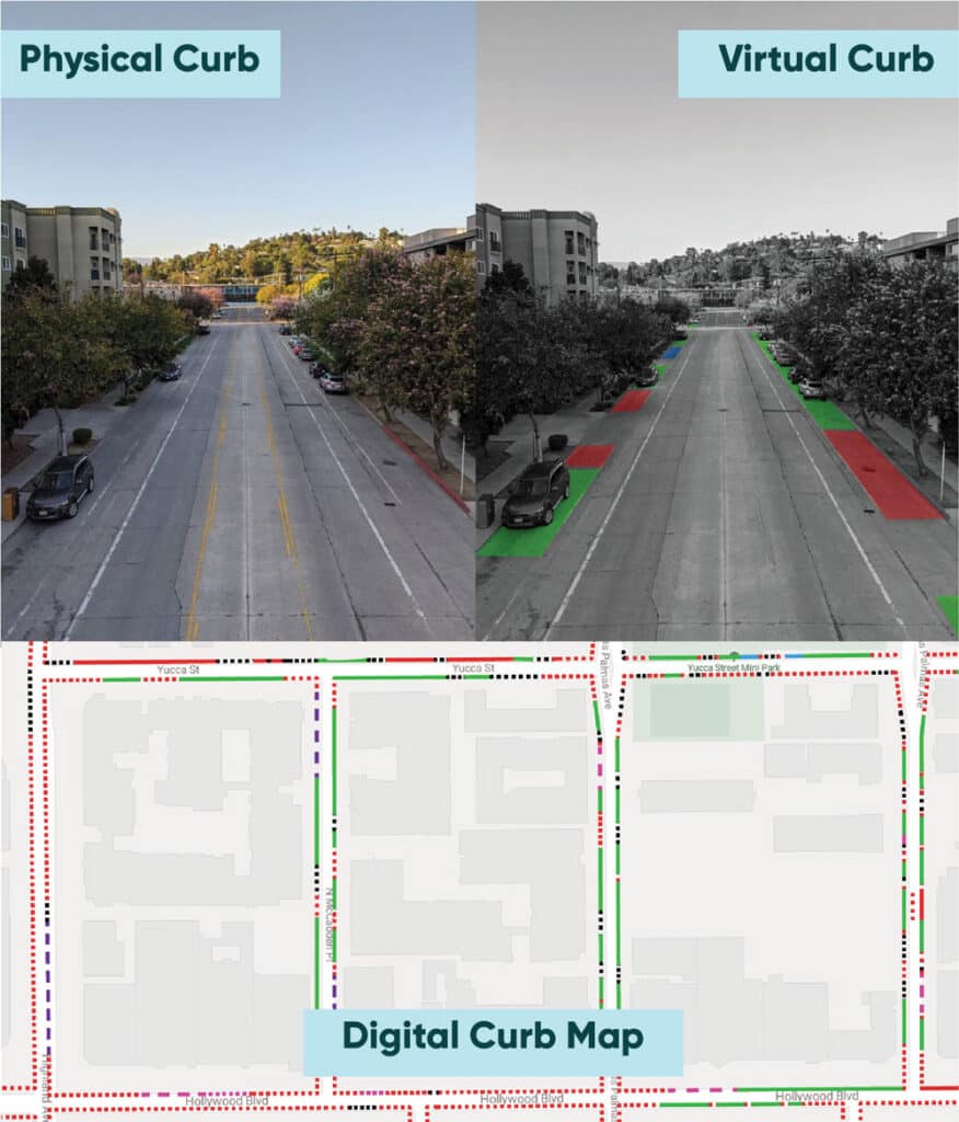 Physical and virtual cube map for curb management.