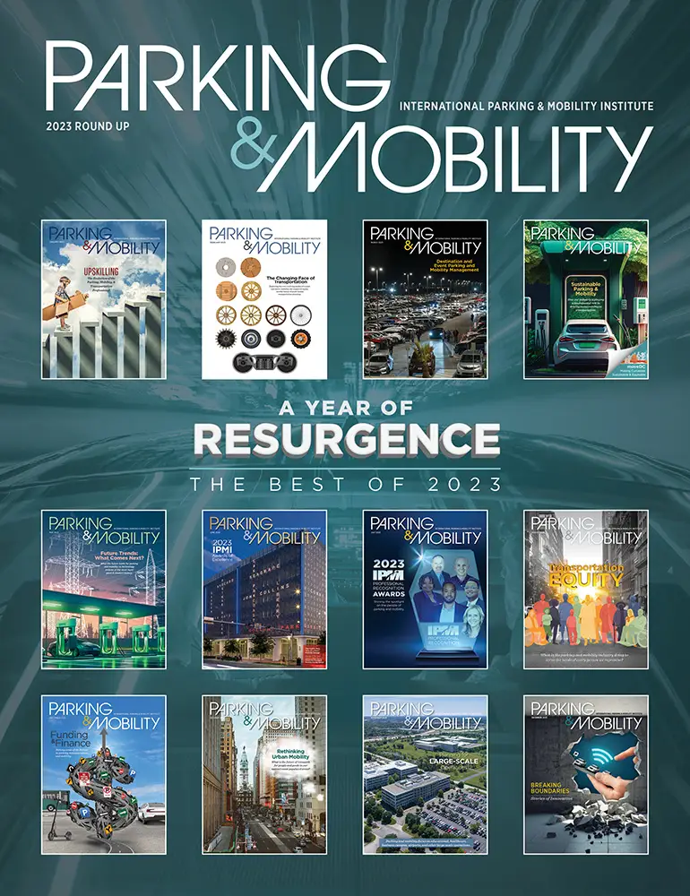 The cover of Parking & Mobility magazine showcases the latest trends and innovations in the field of parking and mobility.